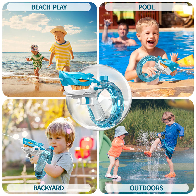 New Shark Electric Water Gun Toy - Fully Automatic Continuous Fire, Large Capacity Beach Summer Water Play for Kids