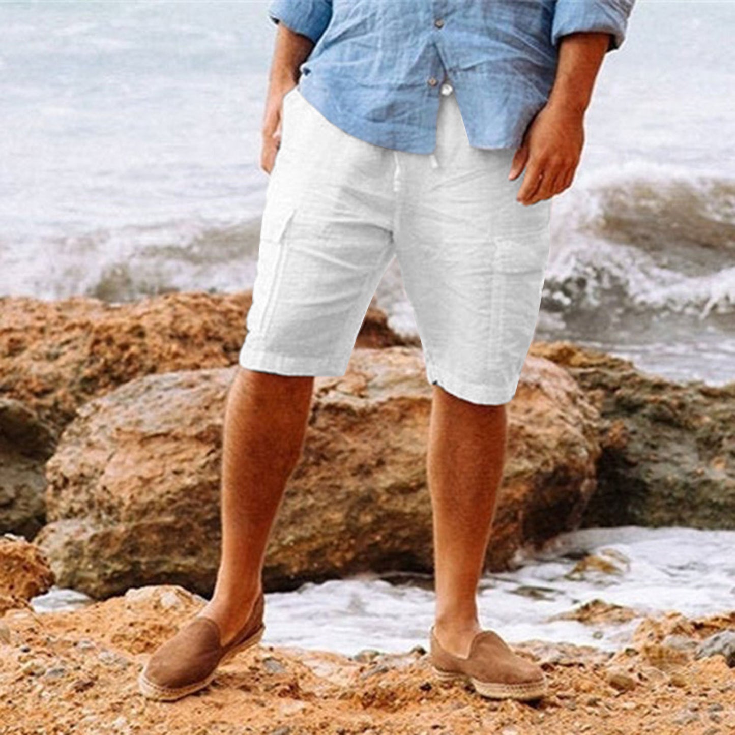 Men's Casual Vacation Beach Hawaiian Cotton Shorts