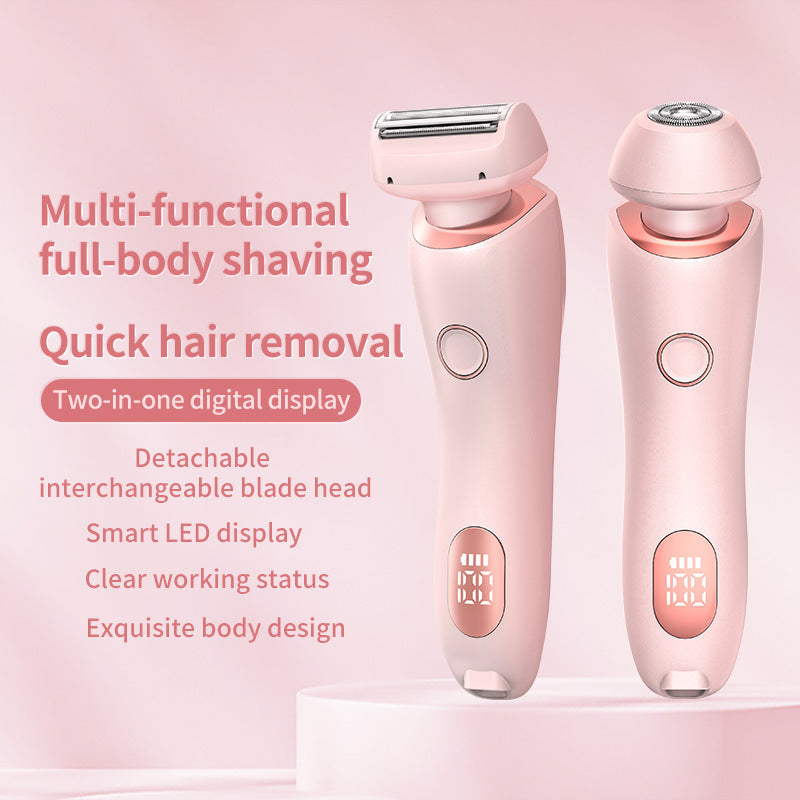 2-In-1 USB Rechargeable Hair Removal Epilator - Women's Body Razor for Face, Legs, Armpit, Bikini, Hand, and Pubic Hair