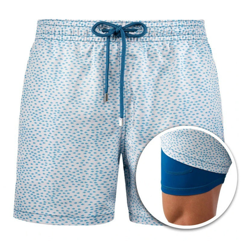 Men's Printed Beach Shorts Double Layer Ideal For Summer