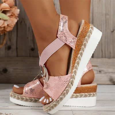 Discover the perfect blend of fashion and comfort with our exquisite Fish Mouth Wedge Sandals.