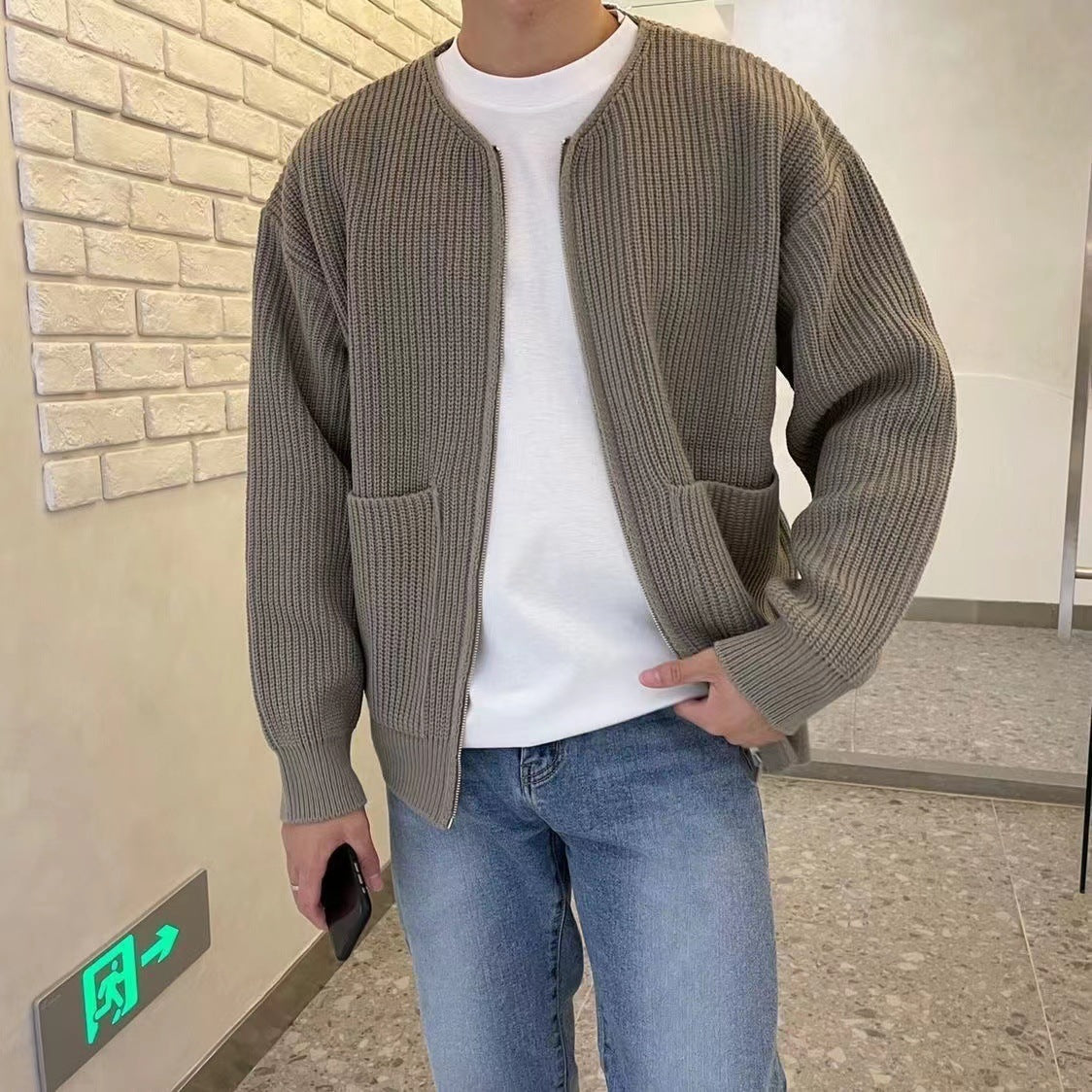 Trendy Knitted Cardigan Men’s Sweater - Fashionable and Stylish