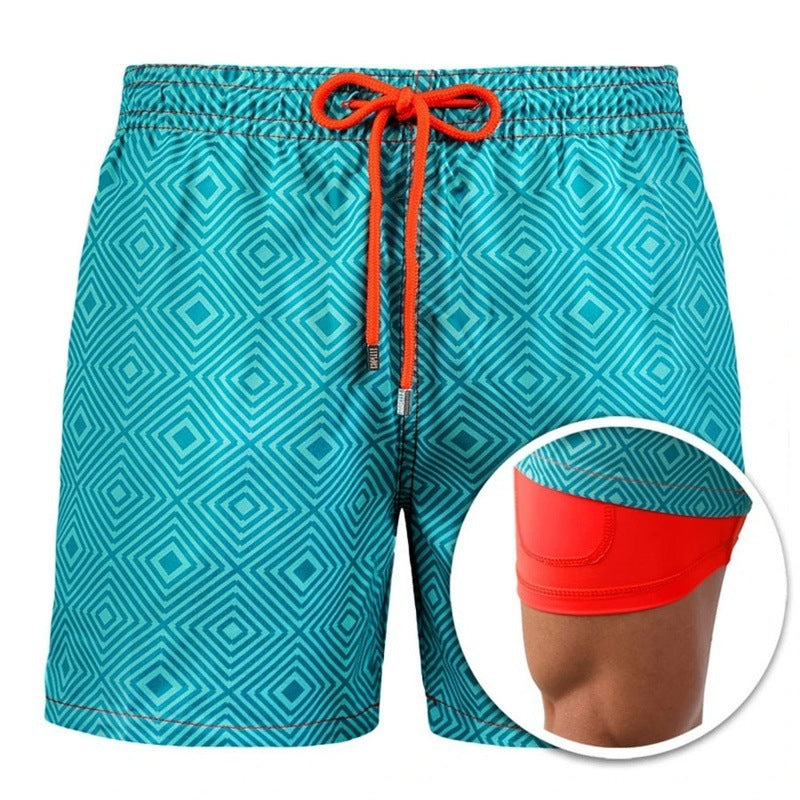 Men's Printed Beach Shorts Double Layer Ideal For Summer