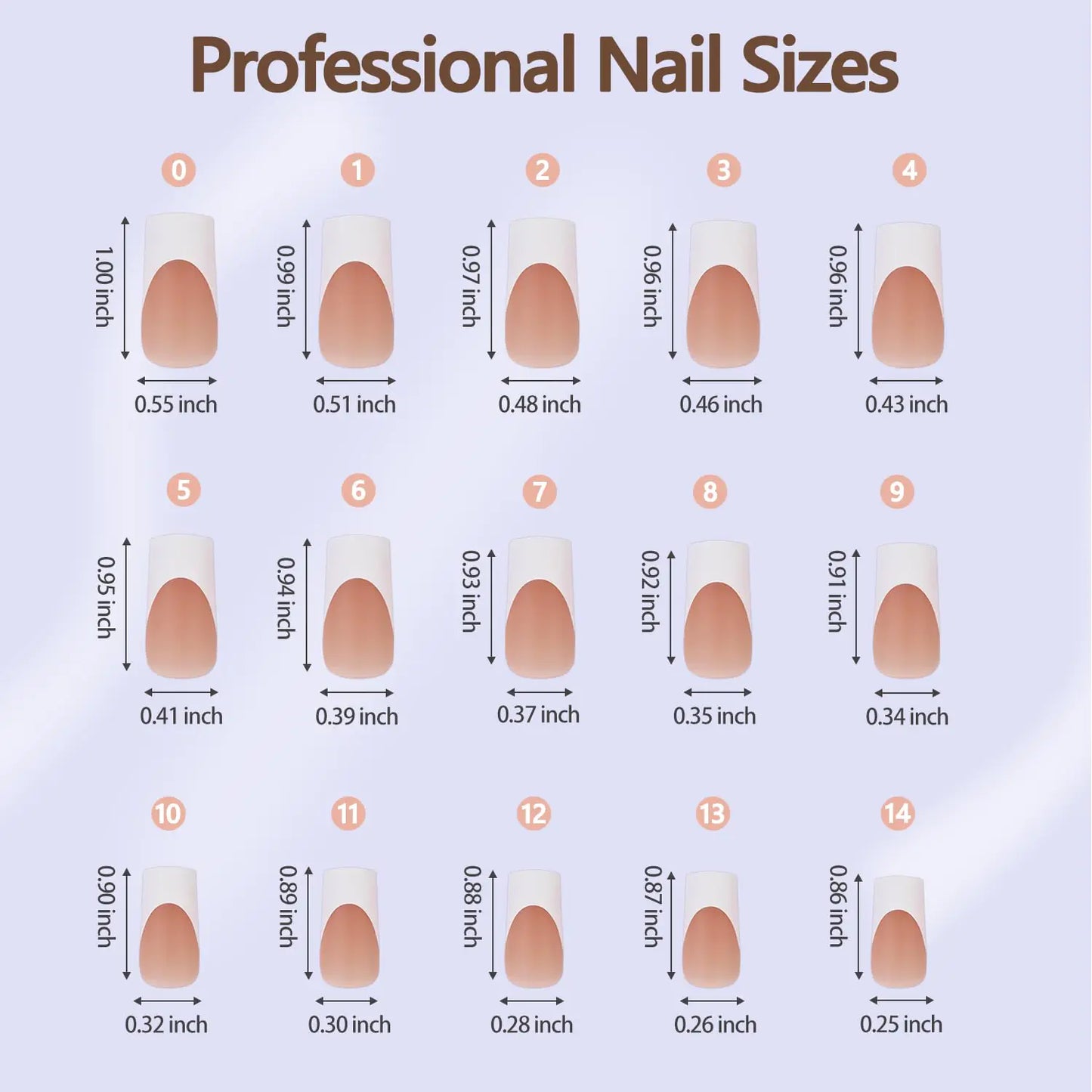 Misssix French Gel Nail Tips, 240Pcs French Tip Press on Nails Long Square Brown, No Need to File 3 in 1 Tips Pre-lasting, Fake Nails for Nail Art DIY 15 Sizes French A-Long Square